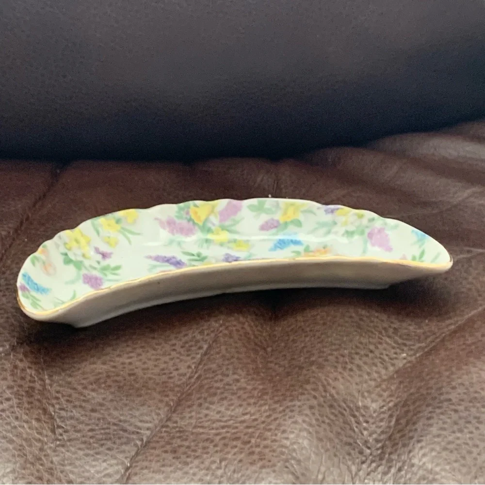 Lefton Lilac Chintz Moon Shaped Bone Dish - Picture 8 of 12